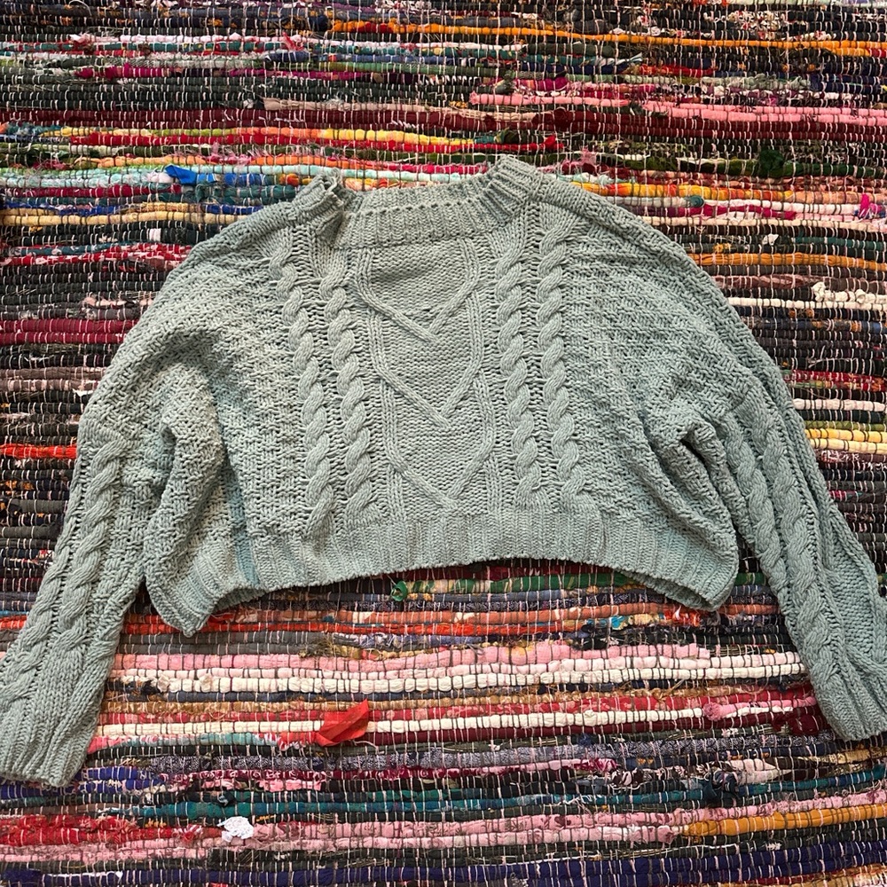 Pastel teal cropped sweater